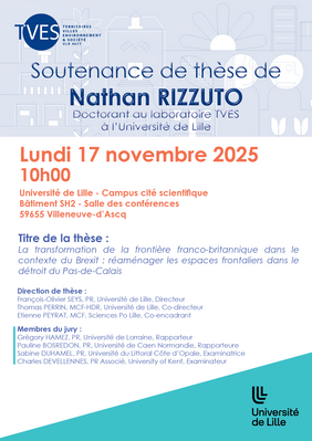 Affiche annonçant la soutenance de thèse de Nathan Rizzuto