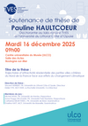 Affiche pour annoncer la soutenance de thèse de Pauline Haultcoeur, doctorante au laboratoire TVE à l'ULCO