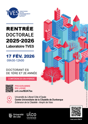 Affiche annoncant la rentrée doctorale 2025-2026 du laboratoire TVES