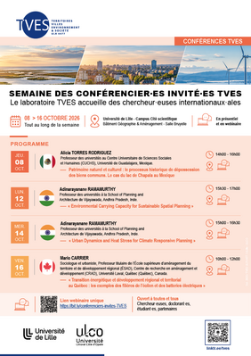 Semaine des conférenciers invités TVES, programme détaillé