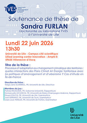 Affiche de la soutenance de thèse de Sandra Furlan